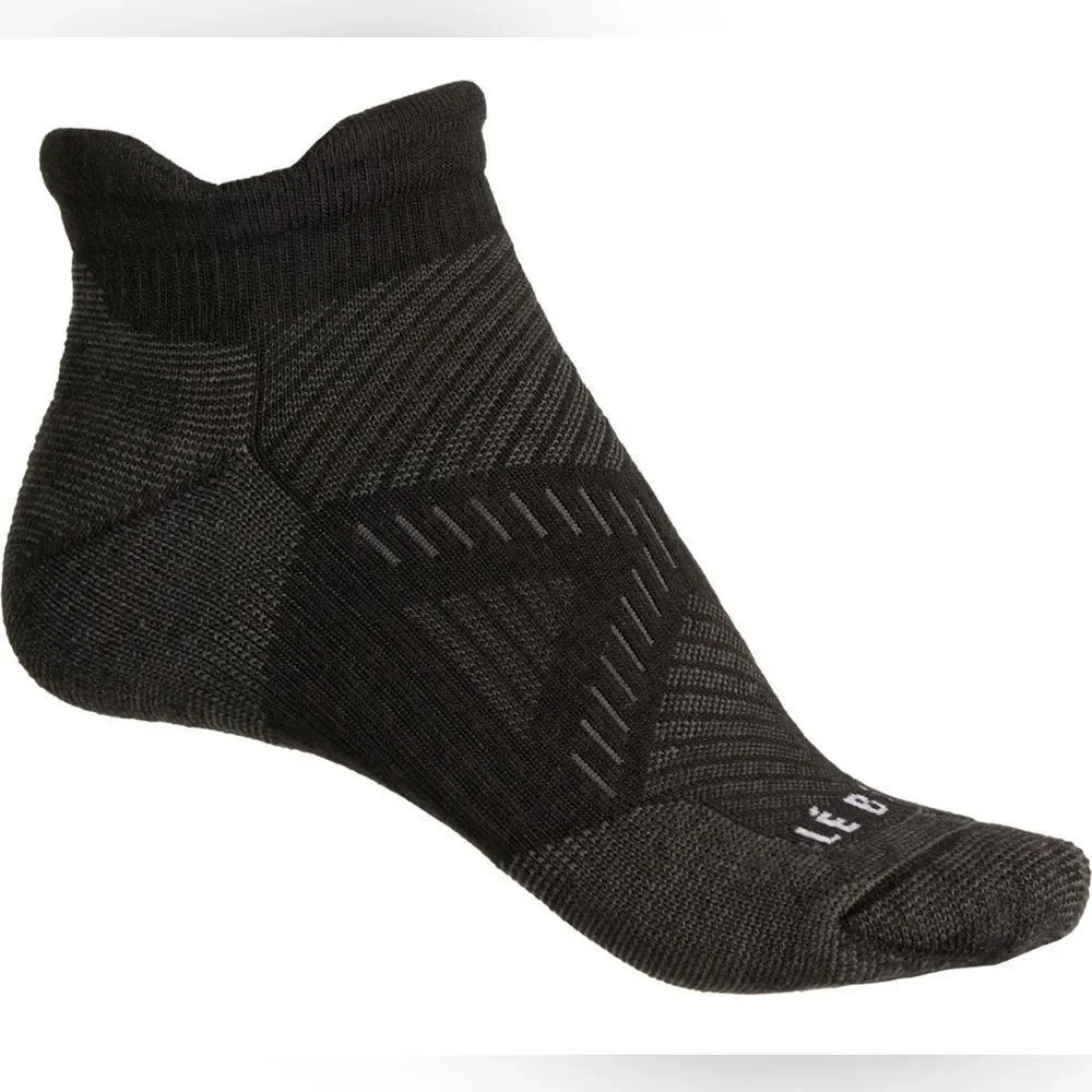 Le Bent Unisex Heather Black Targeted Cushion Micro Tab Below Ankle Run Socks